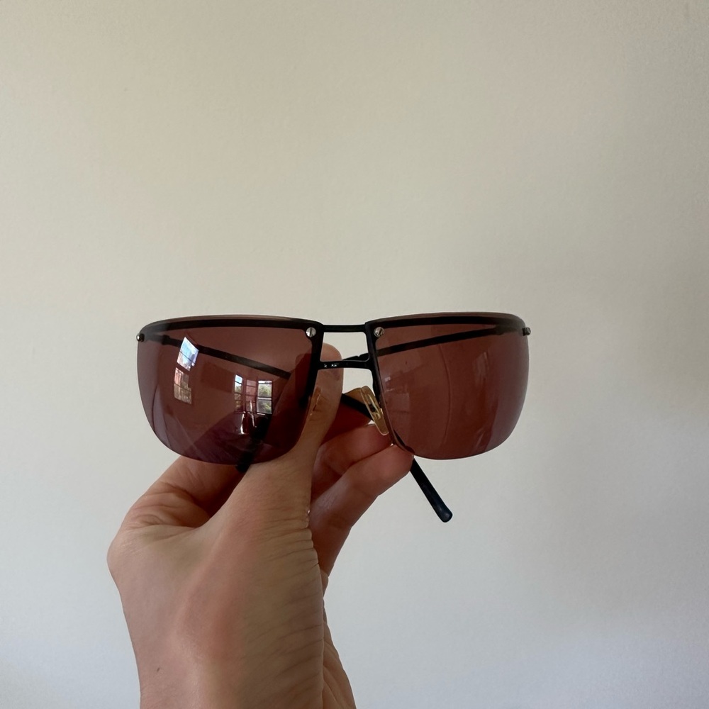 Vintage Gucci Brown Aviator-Style Sunglasses
